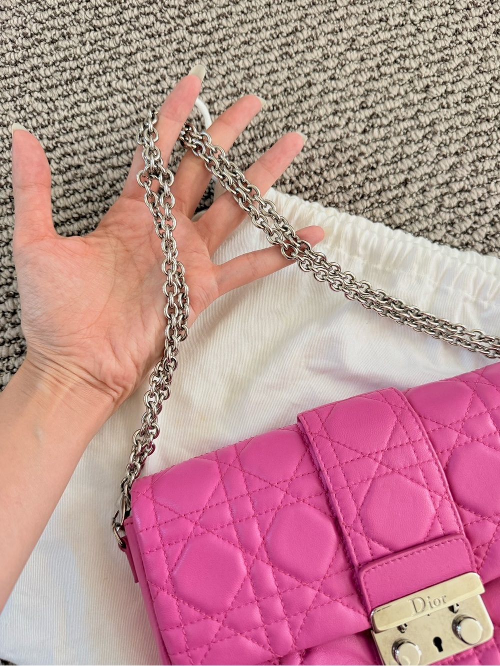 Dior Miss Dior Pink Cannage Leather Chain Bag Silver Hardware - Picture 12 of 12